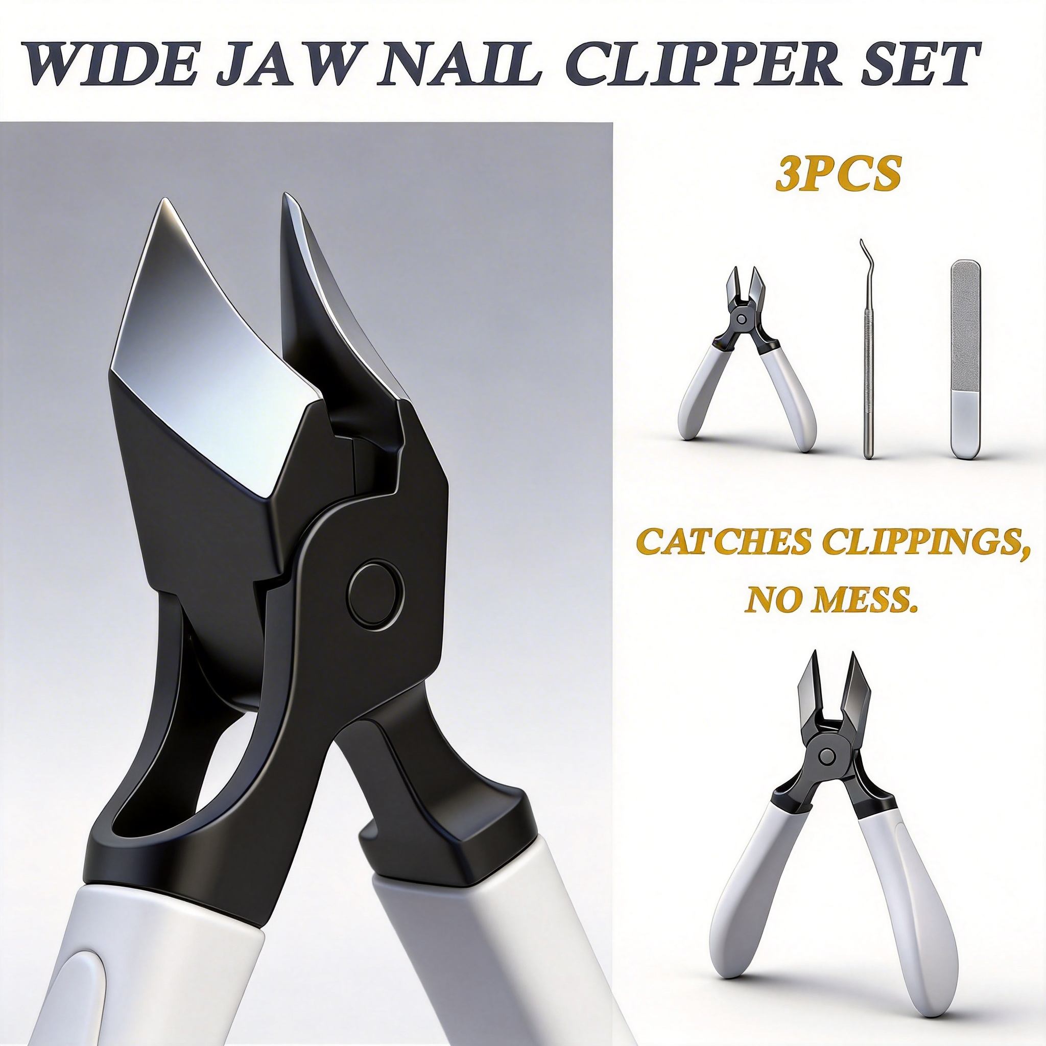 Professional Wide Jaw Slanted Nail Clipper - Heavy Duty Precision Trimmer for Thick & Ingrown Nails