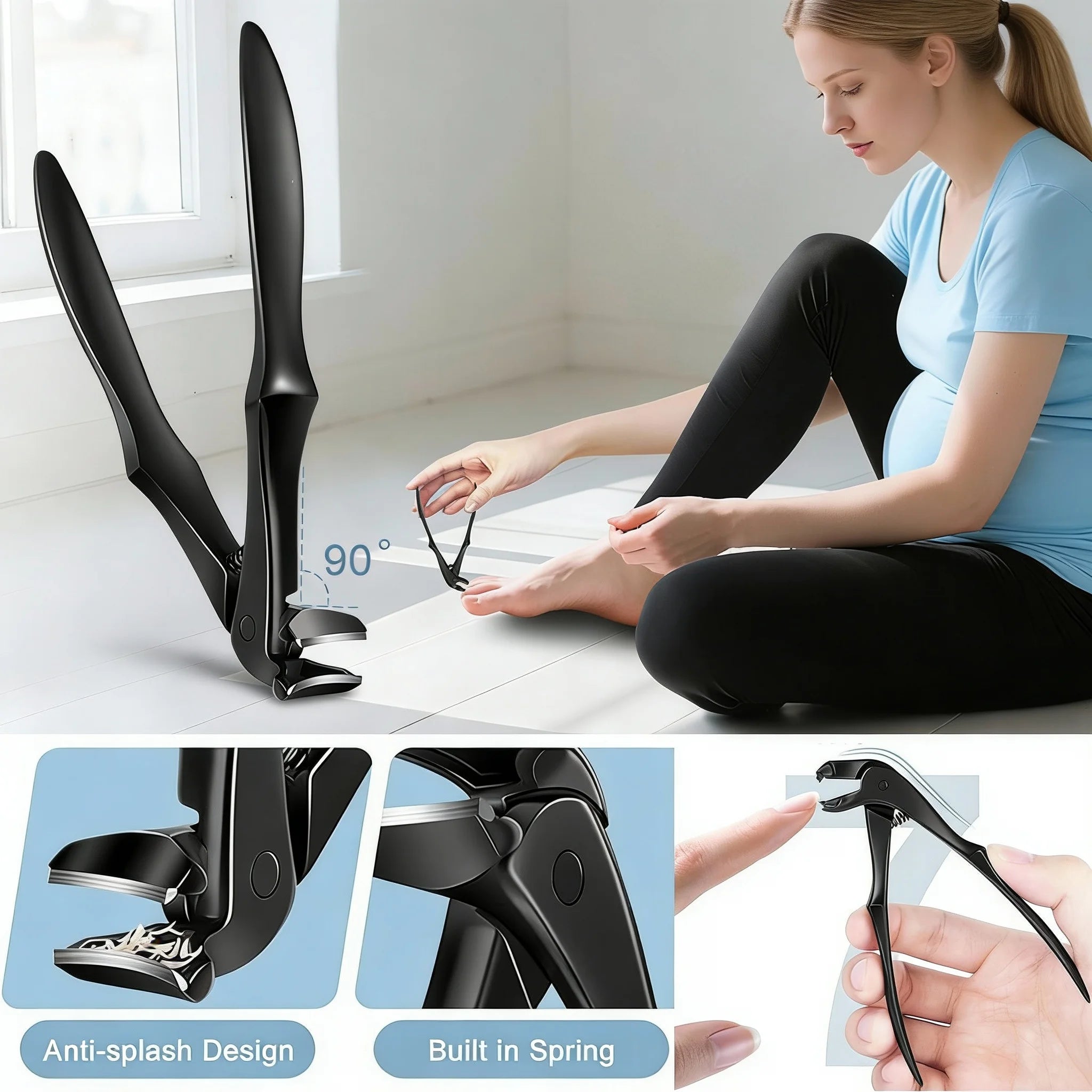 Zivoy | Premium 40-Degree Angled Long-Handle Toenail Clipper with Safety Lock & Gift Set