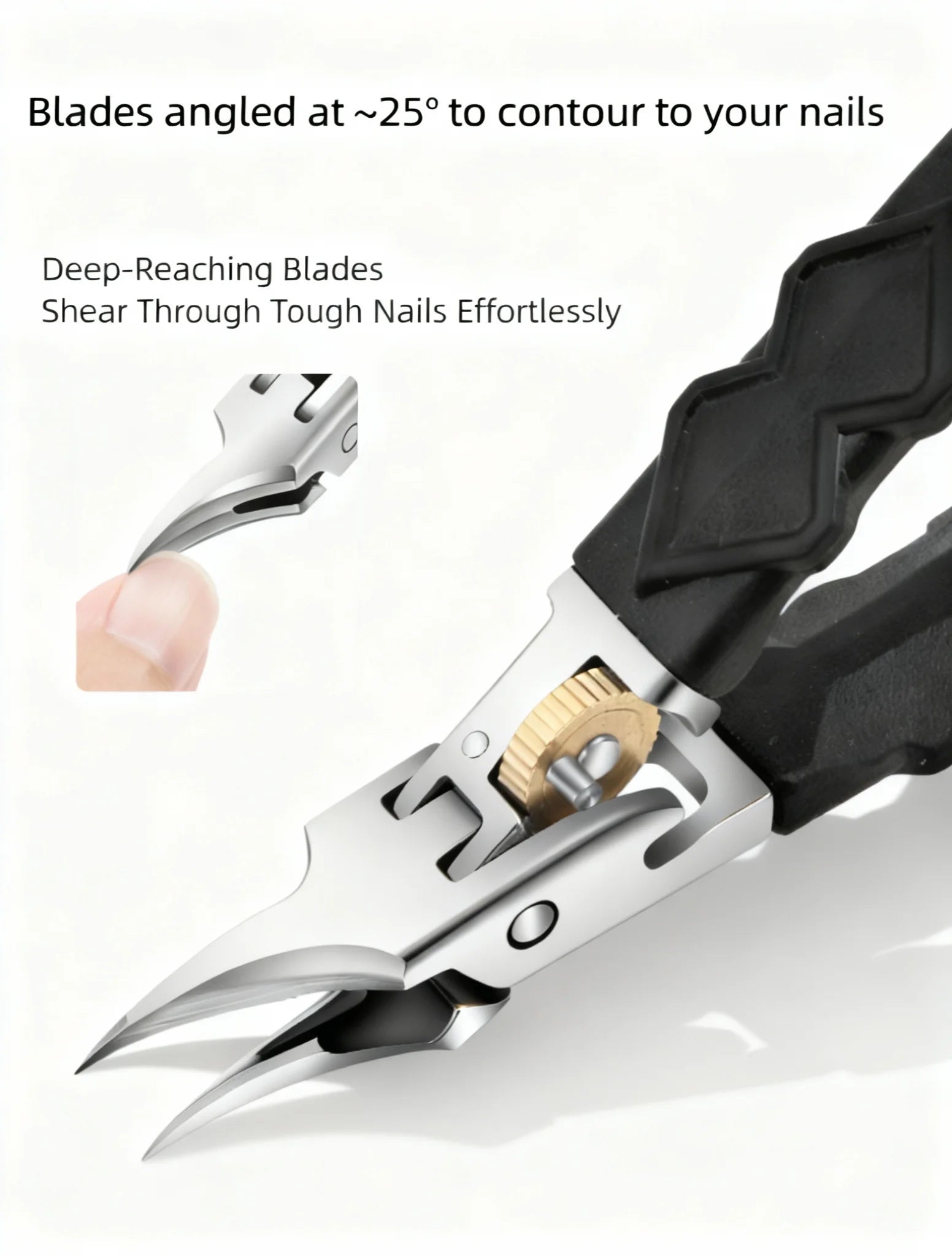 Zivoy | Professional Sharp Wide-Jaw Slanted Nail Clipper with Non-Slip Grip & 3-Piece Gift Set