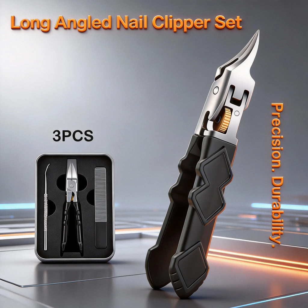 Zivoy | Professional Sharp Wide-Jaw Slanted Nail Clipper with Non-Slip Grip & 3-Piece Gift Set