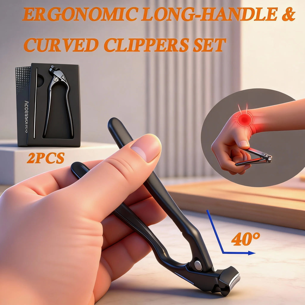 Zivoy | Premium 40-Degree Angled Long-Handle Toenail Clipper with Safety Lock & Gift Set